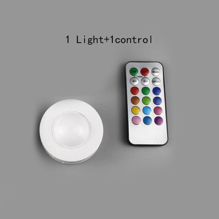 LED Lights Wireless RGB Under Cabinet Lighting Puck Color Changing Remote