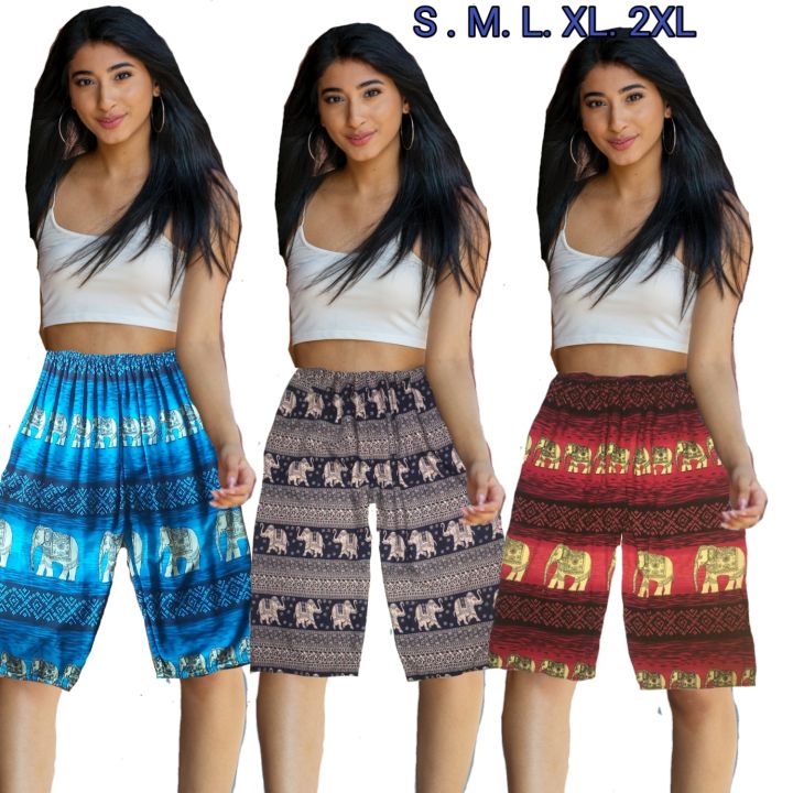 Ladies 3/4 Pant - Stylish Elephant Print Pants for Women