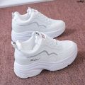 Korean Style New White Shoes Ladies Bra Casual Spring and Autumn Elevator Shoes Leather Shoes Thick Bottom Sports All-Matching Daddy 2024 Small ﹠. 