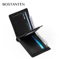 【ZIME】Bostanten Men's Cow Leather Bifold Wallet with Deluxe  Flip Pocket (Black). 