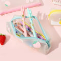 Transparent Frosted Pencil Case Junior High School Boys and Girls Creative Stationery Box Cute Simple Large Capacity Pupils' Stationery Bag. 