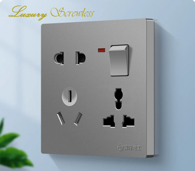 Universal wall switch socket 8 hole 2 pin & 3 pin socket multi plug ...