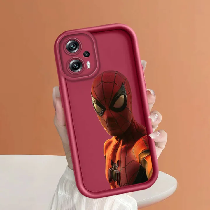 PMP Xiaomi Redmi 11T + Pro 4G Note 12 Turbo 5G silicon soft square shape Spider-Man Shape Phone Pipe fully wrapped pattern for boy