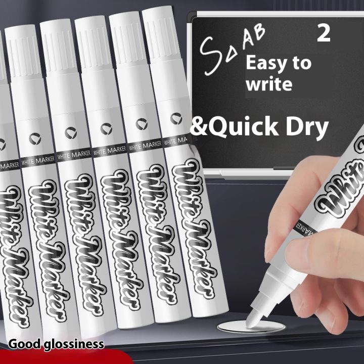 1/3/6 Pcs White Marker Pens Waterproof Write Smooth Quick Dry Dust-free Supplies Doodling Manga Drawing Stationery