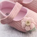 Big Flower Baby Girls Flat Shoes Sunflower Knitted Cotton Girl Princess Prewalker Shoes Footwear Soft Bottom Non-Slip First Walking Shoes. 