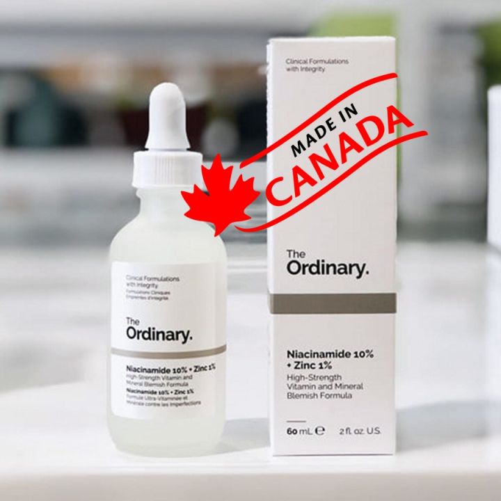 The Ordinary NIACINAMIDE  10% + ZINC 1% Serum Made in Canada (Original) Clinical Formulation with Integrity the Pores Makeup Primer Facial Serum