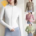 Zip Up Jacket Women's Stand Collar Zip-up Sports Top Quick Dry Breathable Slim Fit Gym Coat. 