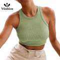Yfashion Women Cotton Summer Tank Tops Sports Sleeveless Slim Fit Cropped Tops Workout Casual Solid Color Cami Shirts. 