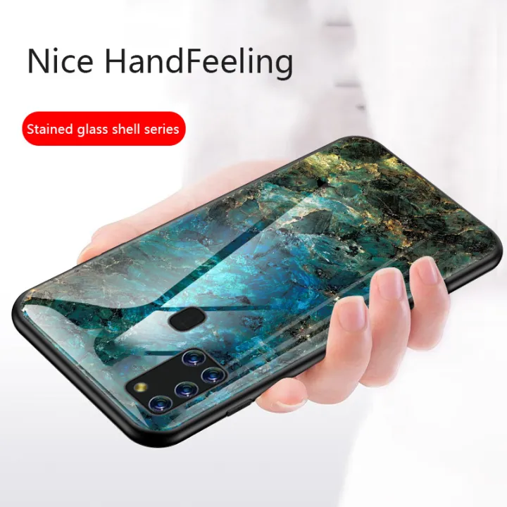 Biruiqu%20For%20Samsung%20Galaxy%20A21s%20Shockproof%20Fashion%20Marble%20Tempered%20Glass%20Back%20Case%20Cover%20-%20Image%2010
