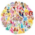 50Pcs Cute Disney Princess Stickers Girl Decals Gift DIY Wall Laptop Car Bike Notebook Decoration Cartoon Sticker Kid Toys. 