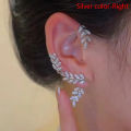 Fashion Rhinestone Leaf Ear Clip for Women Zircon Earrings Without Piercing Party Wedding Jewelry Gift. 