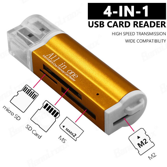 4-in-1 USB Card Reader / Micro SD TF T-Flash Memory Card Reader USB2.0 ...