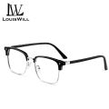 LouisWill Men TR90 Non-Prescription Glasses Anti Blue Light Flat Mirror Eyewear Can Be Paired With Myopia Gasses Half Frame Design Outdoor Travel Men Trendy. 