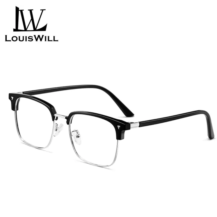 LouisWill%20Men%20TR90%20Non-Prescription%20Glasses%20Anti%20Blue%20Light%20Flat%20Mirror%20Eyewear%20Can%20Be%20Paired%20With%20Myopia%20Gasses%20Half%20Frame%20Design%20Outdoor%20Travel%20Men%20Trendy%20-%20Image%202