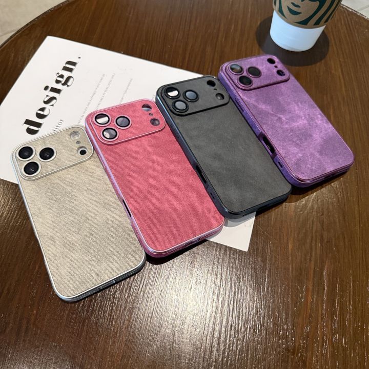 HOCE%20Matte%20Fabric%20Leather%20Phone%20Cases%20For%20iPhone%2017%2016%2015%2014%2013%2012%2011%20Pro%20Max%20Case%20With%20Lens%20Film%20Soft%20Silicone%20Shockproof%20Solid%20Cloth%20Back%20Cover%20-%20Image%203