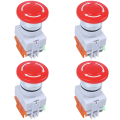 4X Red Mushroom Cap 1NO 1NC Emergency Stop Push Button Switch AC 660V 10A. 