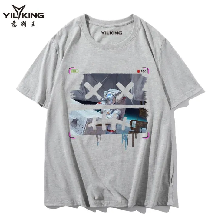 YILKING%20Cotton%20Short%20Sleeve%20T%20T-shirt%20Men's%20Cotton%20Oversized%20Loose-Fitting%20Pattern%20Print%20Trendy%20Brand%20round%20Neck%20Smiley%20Face%20T%20Summer%20T%20Shirt%20-%20Image%206