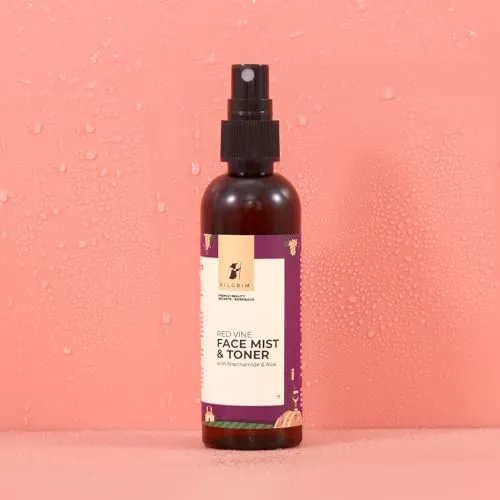 Pilgrim Alcohol Free Red Vine Face Toner Spray with Vitamin B3 and Aloe, Face Mist Spray For Anti Ageing, Glowing Skin, Dry, Oily Skin, Men & Women,100ml(FROM INDIA)