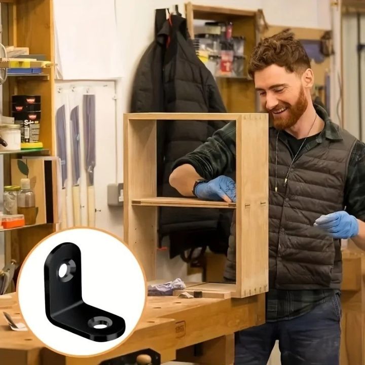 10Pcs/10Sets%20Black%20Silver%20L-shaped%20Right%20Angle%20Support%20Corner%20Brackets%20Heavy%20Duty%20Connection%20Metal%20Partition%20Bracket%20Wardrobe%20Fixed%20Tool%20-%20Image%203