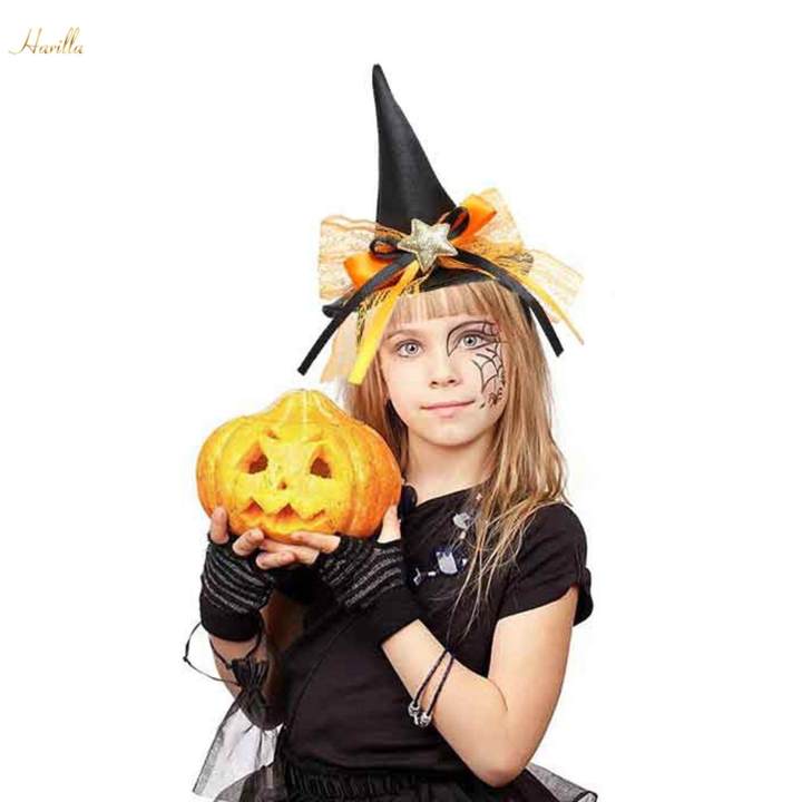 Witch Hat Headband Cosplay Kids Hair Hoop Hairband for Masquerade Halloween Orange