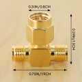 SMA Male to Two SMA Female Triple T RF Adapter Connector 3 Way Splitter NEW. 