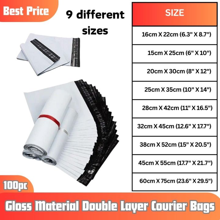 100pcs Poly Mailer White Daraz Flyers Bundle of 100 Bags  2.2mm packaging material Bags Plastic Poly Envelope Flyer Packs Postal Safe Mailing Bags Shipping packing Bags