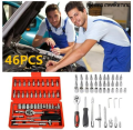 Car Motorcycle Repair Set Hand Tools Home Service motor DIY Kit, 46 In 1 Pcs Tool Kit & Screwdriver and Socket Set With Big Box46 in 1 Pcs Tool Kit & Screwdriver and Socket Set Multi Purpose Combination Tool Case Precision Socket Set. 