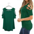 Women's Green T-Shirt Shape Blouse Ladies Color Blouse. 