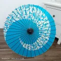 Japanese Printed Paper Wooden Parasol/Umbrella - Blue. 