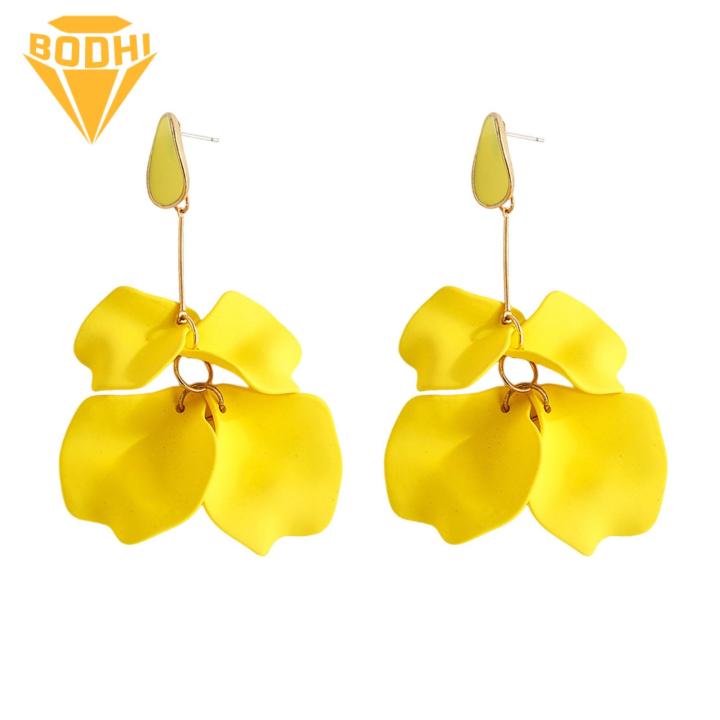 Fashionable Rose Petal Jewelry Exquisite Rose Flower Petal Drop Earrings Stylish Dangle Studs for Women Perfect Jewelry Gift Bohemian Petal Design Earrings