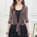 bellylady Women Mesh Blouse Solid Color Outer Sunscreen Clothes Cardigan Shawl Vests Sunshade Tops. 