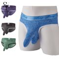 Longjiang Men Wide Waistband Briefs 3D Elephant Nose Solid Color Mid Waist Panties Underpants. 