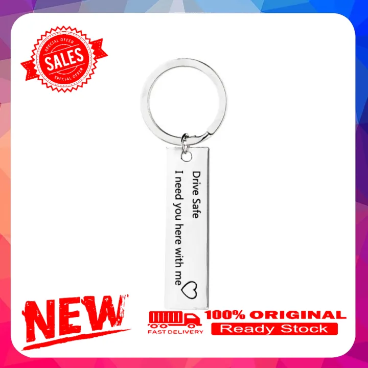 Drive Safe Letters Tag Charm Pendant Car Keychain Key Ring Couple Lovers Gifts