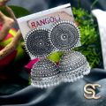Black Silver Jimikki Earrings With White stons and White Pearl For Women. 
