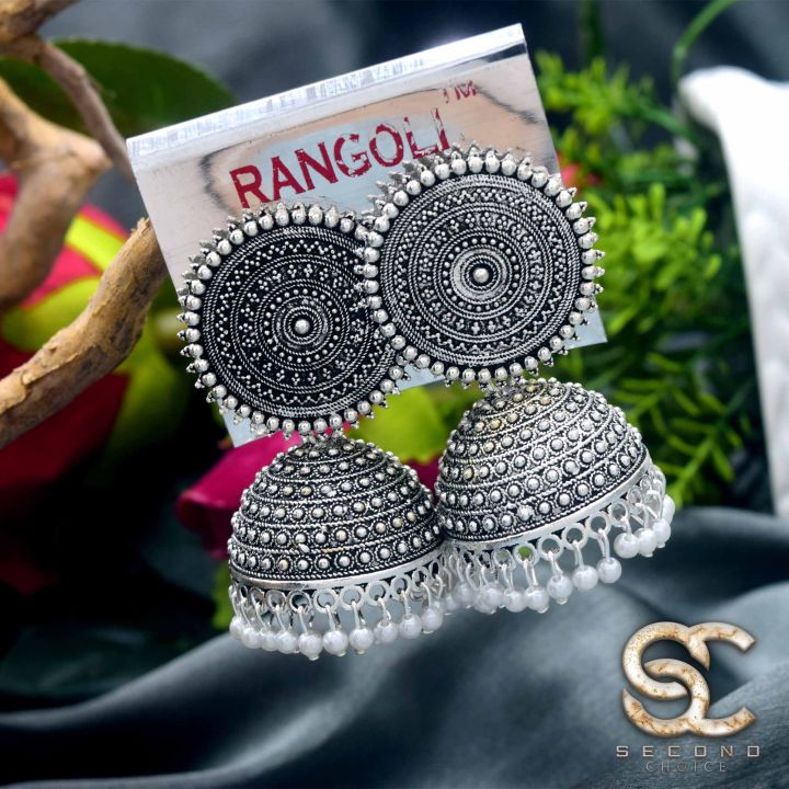 Black%20Silver%20Jimikki%20Earrings%20With%20White%20stons%20and%20White%20Pearl%20For%20Women%20-%20Image%204