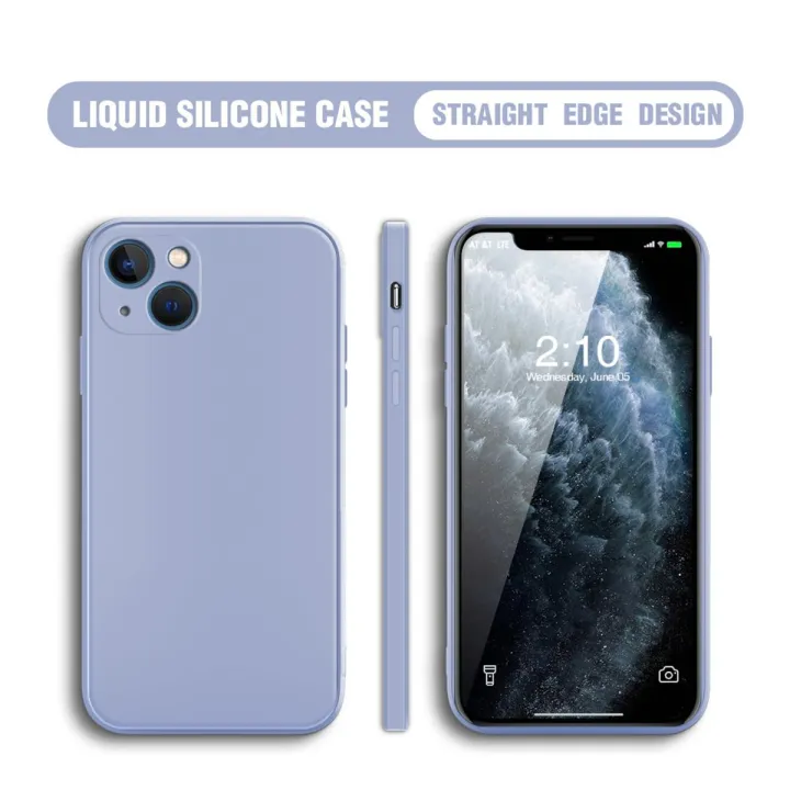 BILI for iPhone 13 Mini Back Cover Ultra Thin Soft Luxury Square Multicolor Liquid Silicone Phone Case