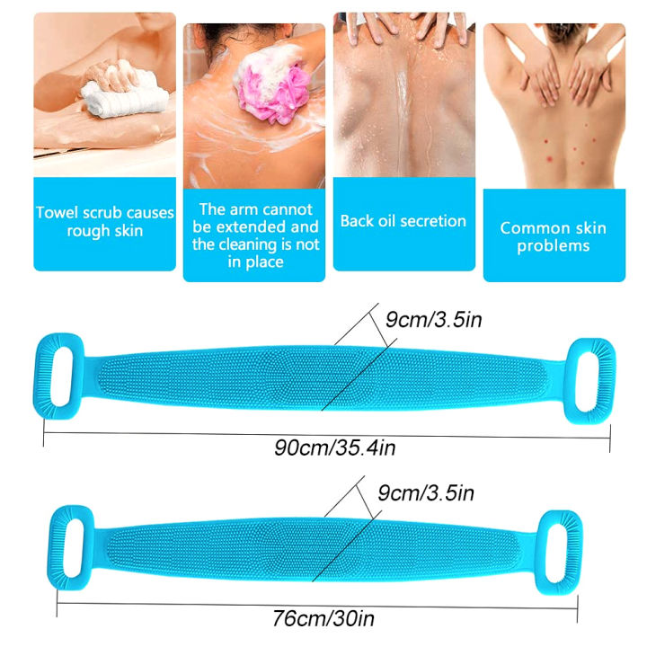 HOT Back Scrubber for Shower,Inmorven Bath Body Brush Silicone Back Brush Extra Long Exfoliating Body Scrubber with Handle Men Women
