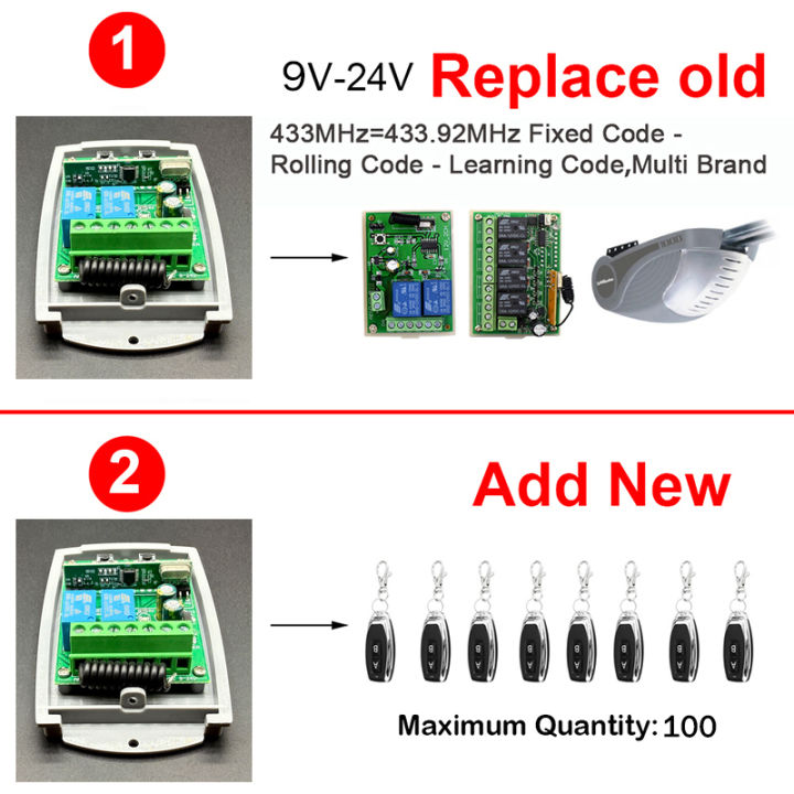 433MHz%20Garage%20Door%20Remote%20Control%20AC/DC%209V-24V%20Relay%20Garage%20Gate%20Control%20Rolling%20Fixed%20Learning%20Code%20-%20Image%202