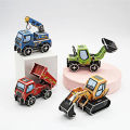 【HOT】 3D Cartoon Engineering Vehicle Cardboard Jigsaw Puzzle Excavator Truck Crane Paper Model For Kids Handmade DIY Toy Boys Gift. 