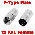 TV Antenna Cable Adapter - F-Type (Male) to PAL (Female) Router RG6, RG59 Coaxial Cable Connector Coax CCTV Satellite. 