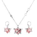 Fashion Women New Jewelry Set Luxury Crystal Pink Heart Necklace Earrings for Women Girl. 