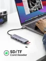 UGREEN USB C Hub 5 in 1 6 in 1 Type C to HDMI 4K, 2 USB 3.0 Ports, SD TF Card Reader, 100W PD Charging Adapter Dock Station for MacBook Pro Air 2024, iPad Pro 2024, Galaxy S24 S23 Ultra Note 10, Surface Go, XPS 15,  iPhone 16 15 Max Pro. 