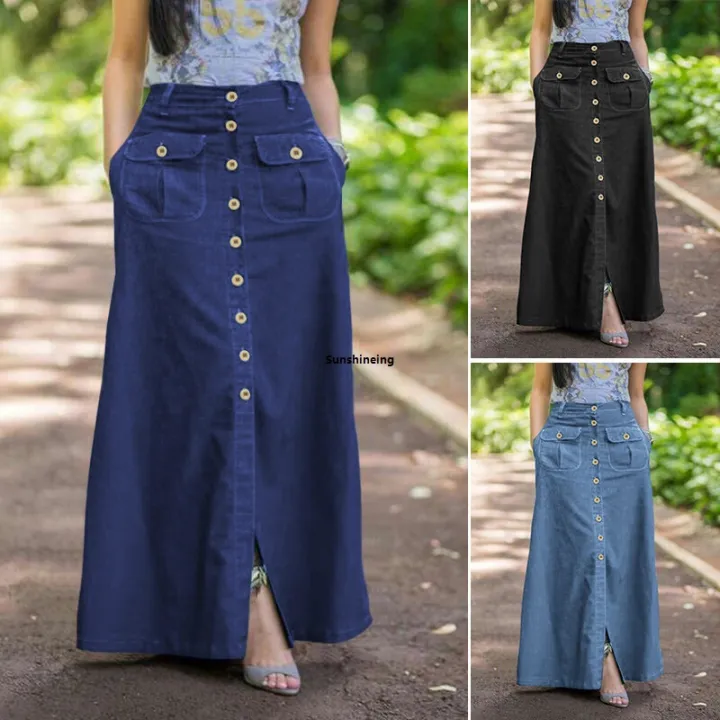 Beach%20Skirt%20Pure%20Flared%20Line%20Button%20Party%20Sand%20Women's%20A%20ZANZEA%20Swing%20Maxi%20Pleated%20Skirt%20-%20Image%202