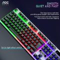 AOC KM100 RGB Wired Gaming Keyboard & RGB Mouse Combo Set Waterproof Keyboard Color Backlight for Computer PC. 