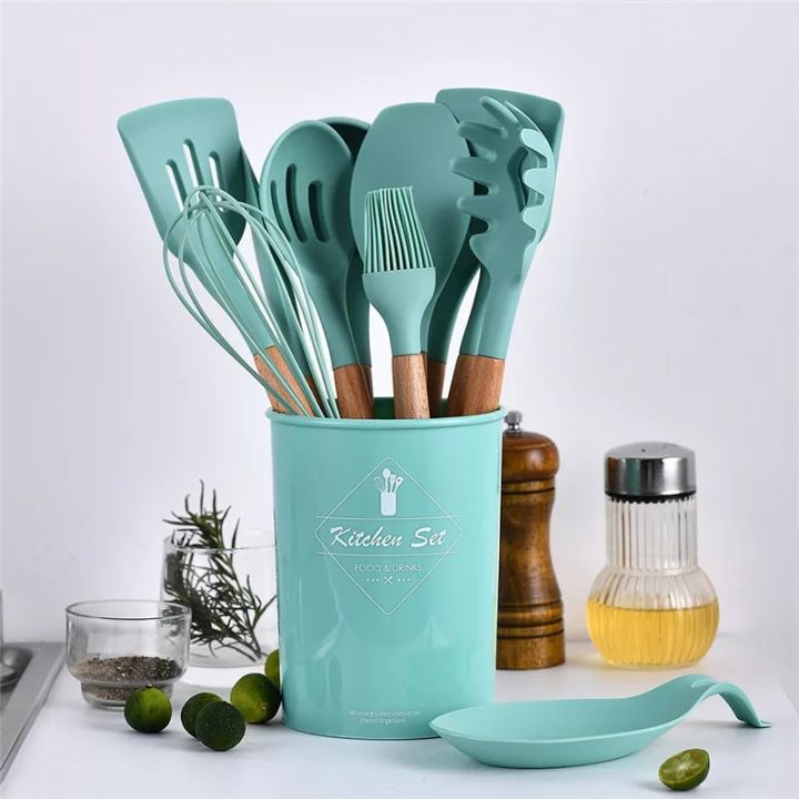 Spoons Silicone Measuring Silica Colander and for Utensil Brush Spoon Heat 1 Set Utensils Kit Kitchen Spatula Gel Kitchenware Gadgets Ladle