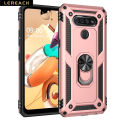 Lereach For LG K51 / Q51 Mobile Phone Case TUP+PC Hard Ring Car Ring Bracket Shockproof Back Cover. 