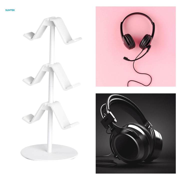 Game Controller Holder Stable Base Headset Hanger for Gaming Headset 3 Tier White