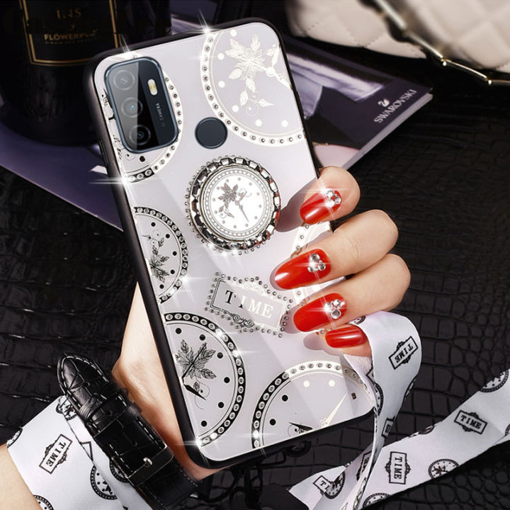 CasingLee%20For%20OPPO%20A53%20case%20Navigation%20Magnetic%20Ring%20Holder%20Luxury%20Diamond%20clock%20Mirror%20Back%20%20Cover%20OPPO%20A53%20Phone%20cases%20cover%20Luxury%20with%20Lanyard%20-%20Image%206