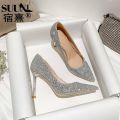 Pointed Toe Main New Bridal Crystal Xiuhe Women's Single Shoes High Heels Wedding Shoes Stiletto Heel Evening Dress 2024 Year. 