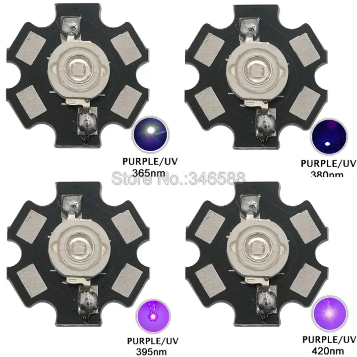 world-trading-net - 5 Sück Highpower LED Chips 3W, UV/Schwarzlicht, 10lm, Hochleistungs Chip auf Star-Platine world-trading-net - 5 Sück Highpower LED Chips 3W, UV/Schwarzlicht, 10lm, Hochleistungs Chip auf Star-Platine